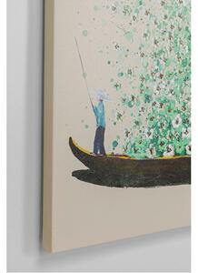 Flower Boat obraz béžovo-zelený 80x100 cm
