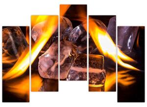 Obraz ľadových kociek v ohni (Obraz 125x90cm)