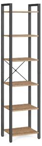 REGÁL, čierna, farba vlašského orecha, oceľ, 40/186/30 cm Boxxx - Regály, Online Only