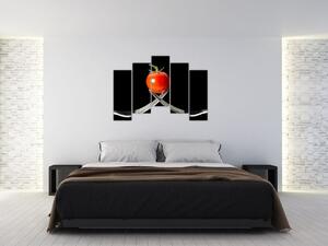 Obraz - paradajka s vidličkami (Obraz 125x90cm)