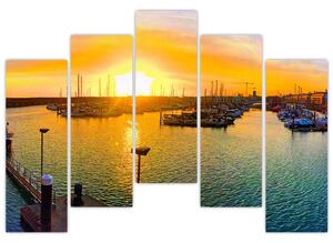 Obraz prístavu pri zapadajúcom slnku (Obraz 125x90cm)