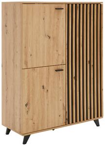 VYSOKÁ KOMODA, čierna, farba duba, 93,5/126/40 cm MID.YOU - Komody, Online Only