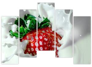 Obraz jahody v jogurte (Obraz 125x90cm)