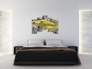Obraz žltého autá na lúke (Obraz 125x90cm)