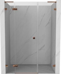 Mexen Lunar L, ľavé otočné sprchové dvere 130 cm, 8mm číre sklo, ružové zlato profil, 834SL-130-050-60-00-L