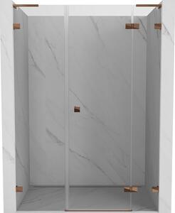 Mexen Lunar L, otočné pravé sprchové dvere 120 cm, 8mm číre sklo, ružové zlato profil, 834SL-120-050-60-00-P