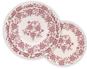 18-dielna kameninová súprava tanierov / LA MAISON Sevilla / kvetinový vzor / pre 6 osôb / biela / ružová
