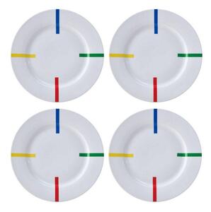 4-dielna sada tanierov United Colors of Benetton / porcelán / biela s farebnými prvkami