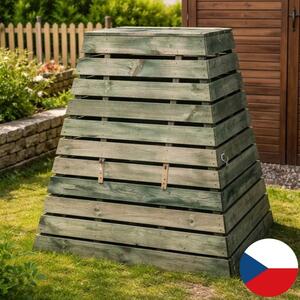 Drevený kompostér 800 L pyramída - česká výroba, zelený