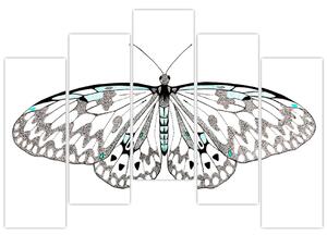 Čiernobiely motýľ (Obraz 125x90cm)