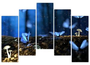 Obraz - modrí motýle (Obraz 125x90cm)