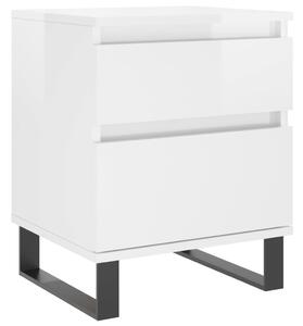 Nočný stolík lesklý biely 40x35x50 cm spracované drevo