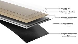 Mexen Anniston, vinylová podlaha 1240x182 mm SPC 6,5 mm, IXPE 1,5 mm, 4-stranná V-drážka, dub, F1038-1240-182-505-4V1-01