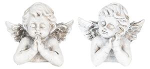 2 ks bielo šedý dekoratívne anjelíček S - 9 * 6 * 7 cm - Clayre & Eef