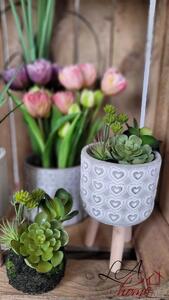 Cementový kvetináč so srdiečkami LOVE - rôzne varianty
