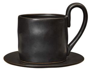 Ferm Living Hrnek Flow s podšálkou, black