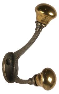 Nástenný liatinový háčik so zlatými koncovkami - 3 * 5 * 9 cm - Clayre & Eef