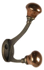 Nástenný liatinový háčik s bronzovými koncovkami - 3 * 5 * 9 cm - Clayre & Eef