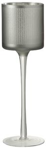 Šedivo sklenený svietnik na nohe s pleteným vzorom L - 9 * 9 * 30 cm - J-Line by Jolipa