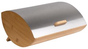 Chlebník strieborný bambus železo 36 x 25 x 16 cm dekoratívny s kovovým vekom moderný škandinávsky štýl kuchyňa