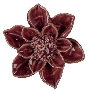 Keramická dekorácia kvetina bordová - Ø 8*4 cm - Clayre & Eef