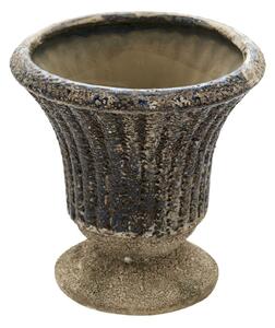 Keramický šedý kvetináč v antickom štýle Declan - Ø 13*13 cm - Clayre & Eef
