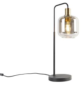 Inteligentná stolná lampa čierna so zlatým a dymovým sklom vrátane WiFi A60 - Zuzanna
