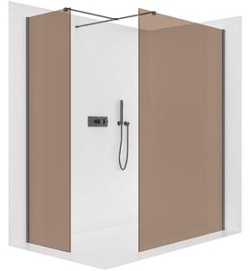 CERANO - Sprchová zástena Walk-in Onyx TL/P - 8 mm - hranatá vzpera - čierna matná, bronzové sklo - 130x110x200 cm