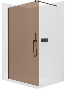 CERANO - Sprchová zástena Walk-in Onyx Round Ľ/P - 8 mm - guľatá vzpera - čierna matná, bronzové sklo - 100x200 cm