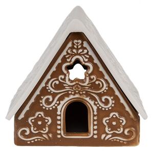 Porcelánový svietnik perníková chalúpka Gingerbread House - 8*7*7 cm - Clayre & Eef