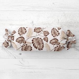 Biante Vankúš valec bonbon Sandra SA-498 Hnedé listy monstery na bielom 15x40 cm