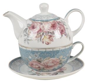 Porcelánový Tea for one Peony Rosé - 16 * 10 * 14 cm / 400 ml / 250 ml - Clayre & Eef