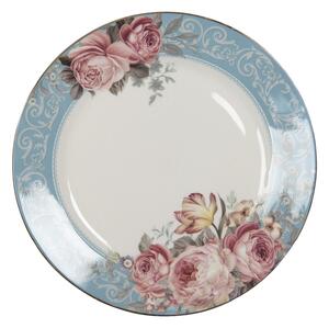 Porcelánový jedálenský tanier so zlatou linkou Peony Rosé - Ø 26*2 cm - Clayre & Eef