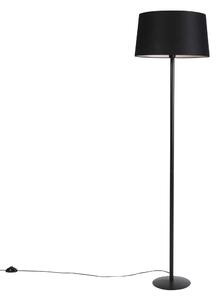 Stojaca lampa čierna s tienidlom z ľanu čierna 45 cm - Simplo