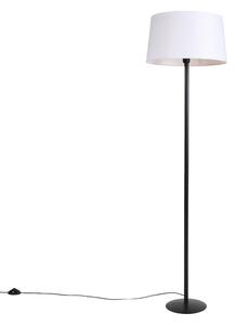 Stojaca lampa čierna s bielym ľanovým tienidlom 45 cm - Simplo