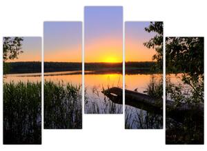 Obrázok jazera sa západom slnka (Obraz 125x90cm)