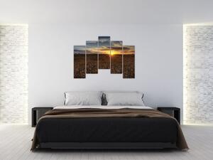 Západ slnka na poli - obraz na stenu (Obraz 125x90cm)