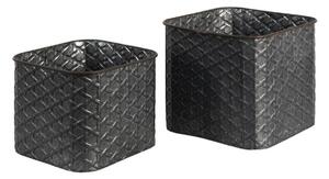 2ks zinkový antik dekoračný obal na kvetináč - 20*20*17 / 18*18*14 cm - Clayre & Eef