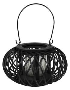 Čierny drevený závesný lampáš Bamboo - Ø 23*12 cm - Clayre & Eef
