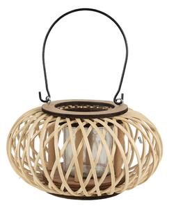 Prírodný drevený lampáš Bamboo - Ø 23*12 cm - Clayre & Eef