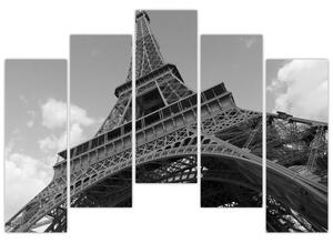 Čiernobiely obraz Eiffelovej veže (Obraz 125x90cm)
