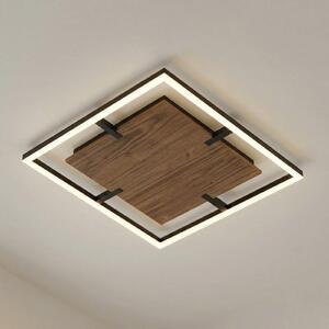 Stropné LED svetlo Lucande Vectra, 50 x cm, drevo, stmievateľné, Tmavé drevo, Obývacia izba / jedáleň, Plast, Moderný, Stropné svetlo