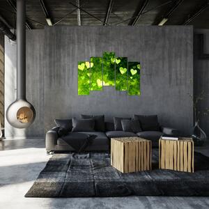 Zelená srdiečka - obraz do bytu (Obraz 125x90cm)