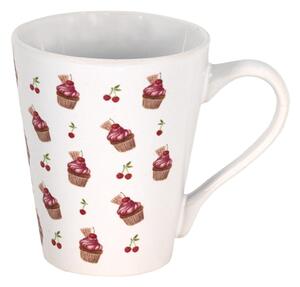 Keramický hrnček s tortičkami Cherry Cupcake - Ø 9*10 cm / 300 ml - Clayre & Eef