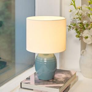 Stolová lampa Pauleen SEA RHYTHM, biela/modrá, výška 30 cm, keramika, Biela / opálová, Obývacia izba / jedáleň, Keramický, Štýl mladých, Stojacie svietidlo