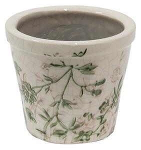 Keramický obal na kvetináč so zelenými kvetmi Ganni green XS - Ø 8*7 cm - Clayre & Eef