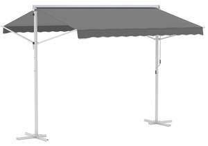 OUTSUNNY Voľne stojaca výsuvná markíza s držadlom 300 x 295 cm sivá
