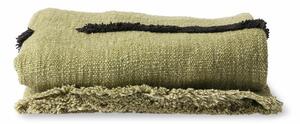 Zelený pléd /prehoz so strapcami Tufted lines - 130*170 cm - HKLIVING