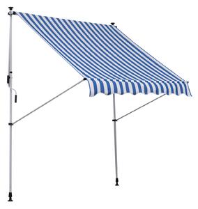 OUTSUNNY Výškovo nastaviteľná prenosná markíza vhodná na balkón 200 x 150 cm modrá a biela