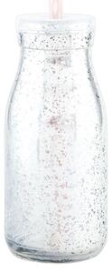 Strieborná sklenená fľaša na slamku bez slamky - Ø 6*14 cm / 0,2 L - Clayre & Eef
